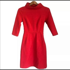 Boden Mock Neck Ribbed Dress Red/Burnt Orange 2R